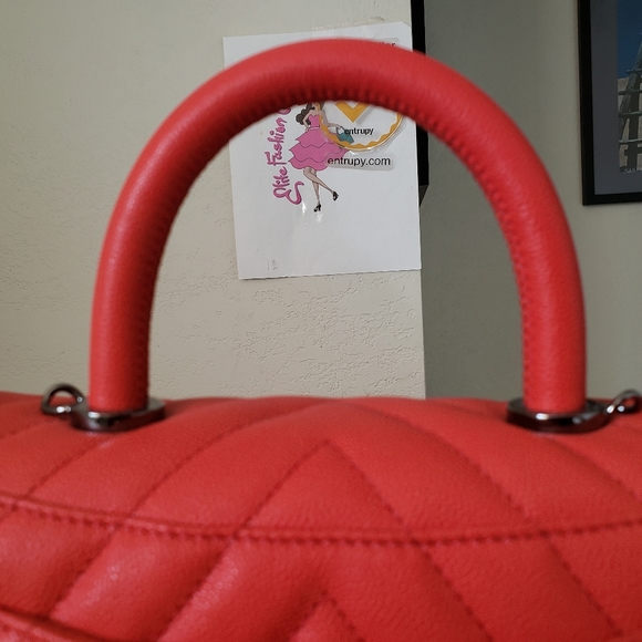 Chanel coco handle mini red chevron bag - Picture 12 of 15